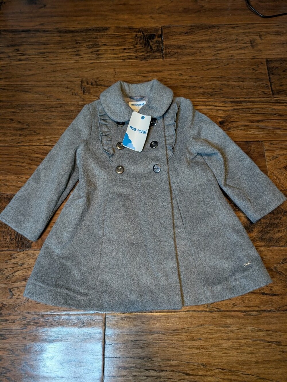 Mayoral Grey Wool Blend Toddler Pea Coat Size 2 NWT